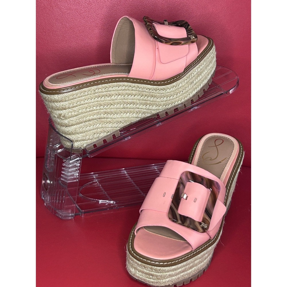 Sam Edelman Women's Leather Espadrille Platform Sandals Livi Canyon Clay 7